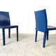 Vintage blue leather dining chairs by Arper Italy, 1980s