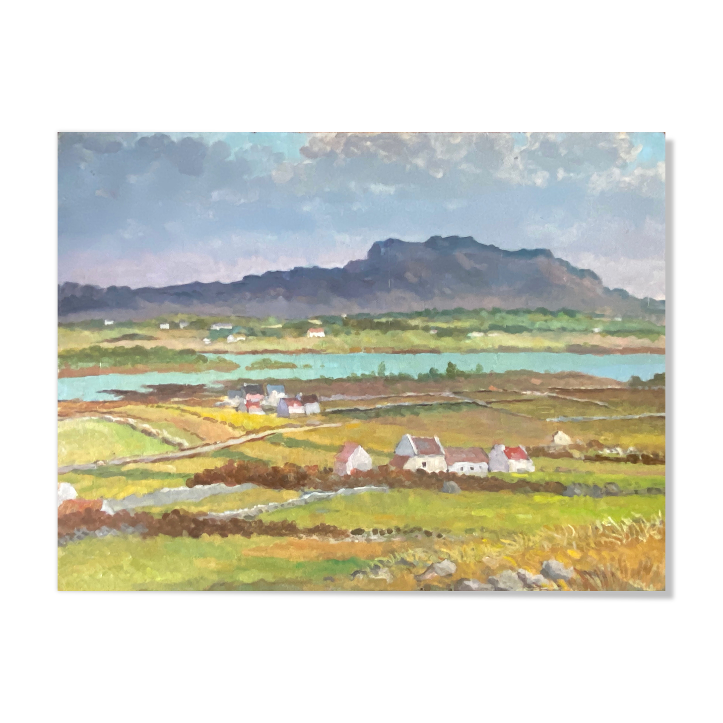 Hst painting "breton village" marine normandy brittany by robert leboucher