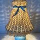 Chatard blue opaline bedside lamp, hook lampshade