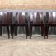 Chaises de salle à manger brutalistes et modernistes des années 70 en bois marron architectural