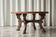 Table basse mid-century bois massif cuir