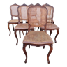 Série de six chaises cannées de style Louis XV