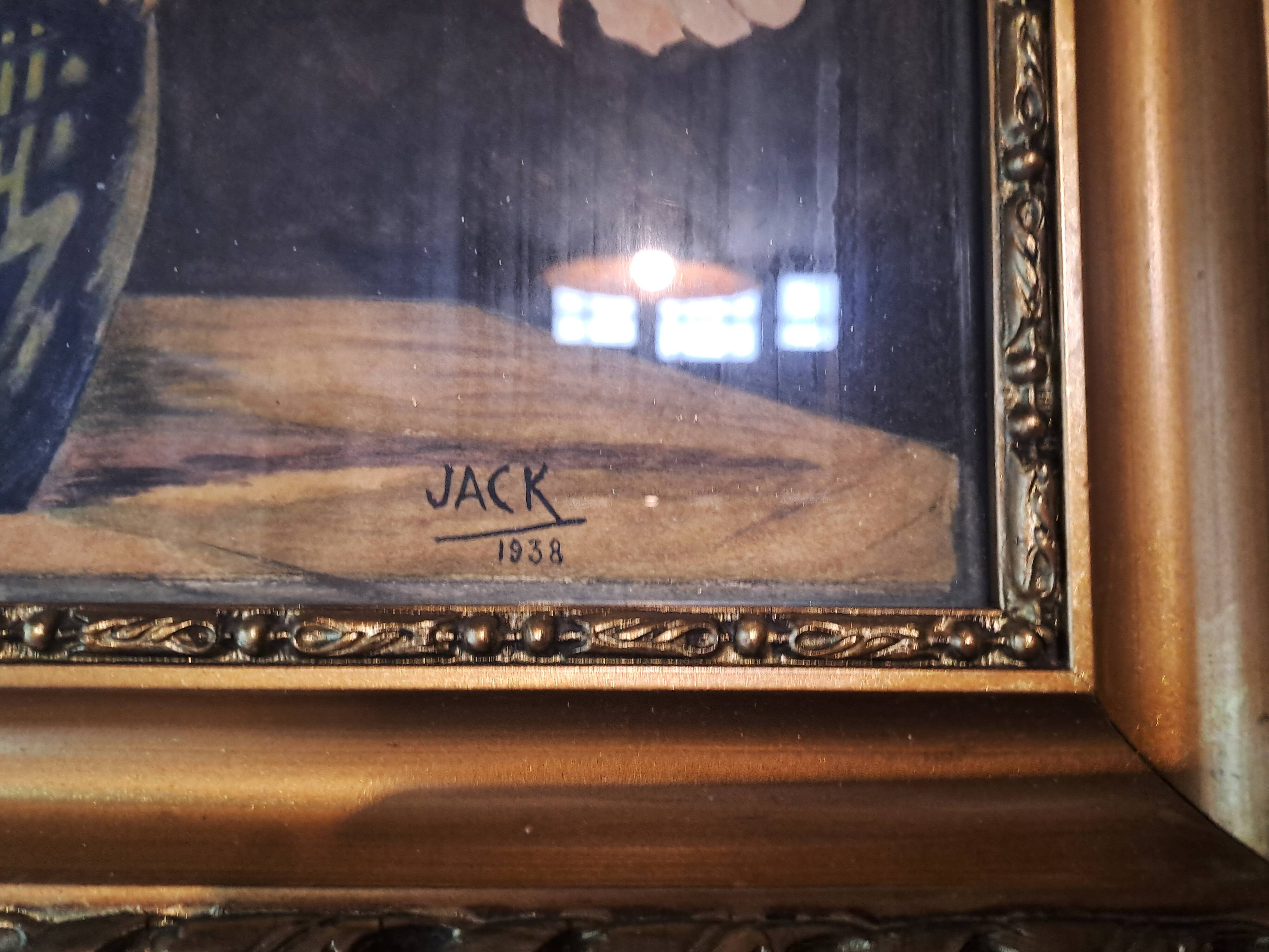 Painting jack watercolor still life france 1938 bouquet of anemones