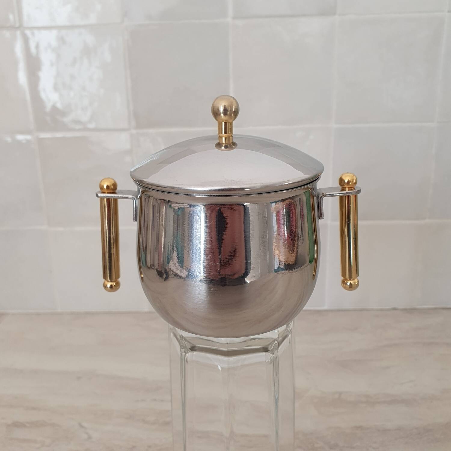 Stainless steel sugar bowl GA 18/10 made in Italy