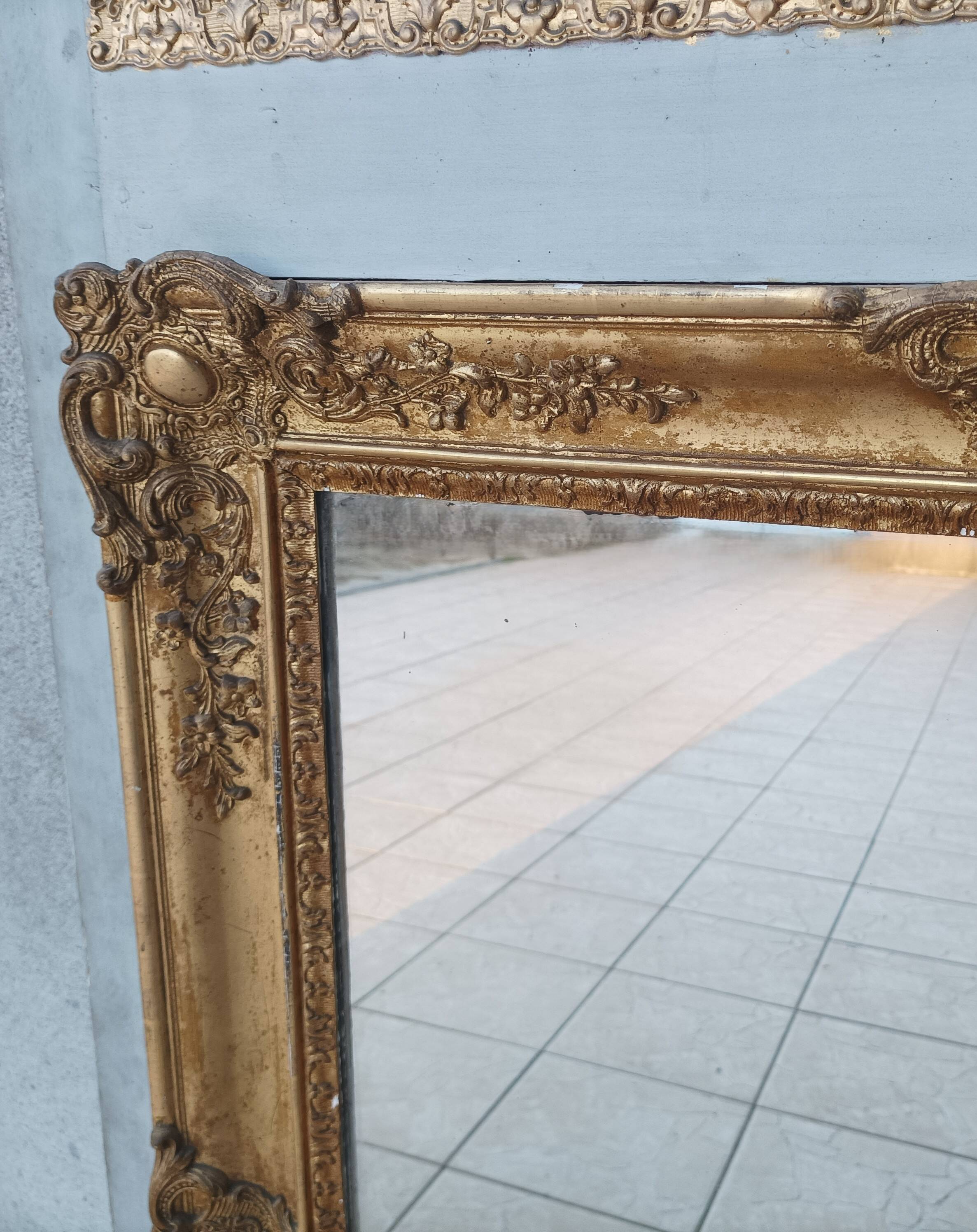 Empire trumeau mirror in wood and stucco