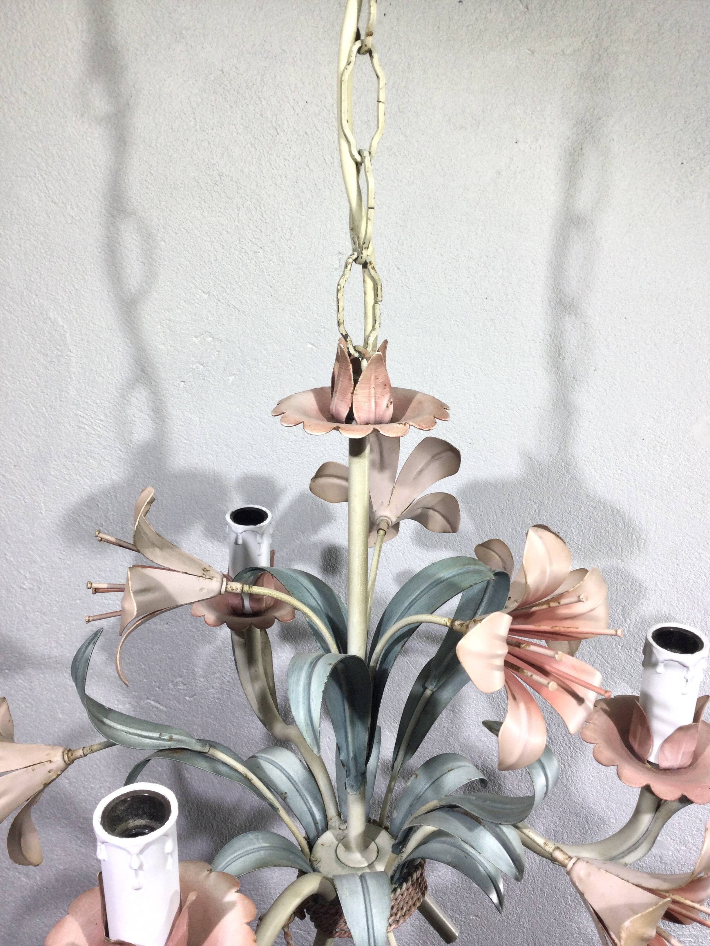 3-light wrought iron chandelier