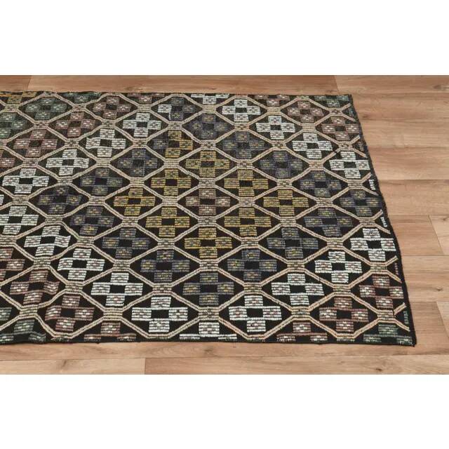 Brown Orange Handmade Vintage Turkish Kilim Area Rug  112x159