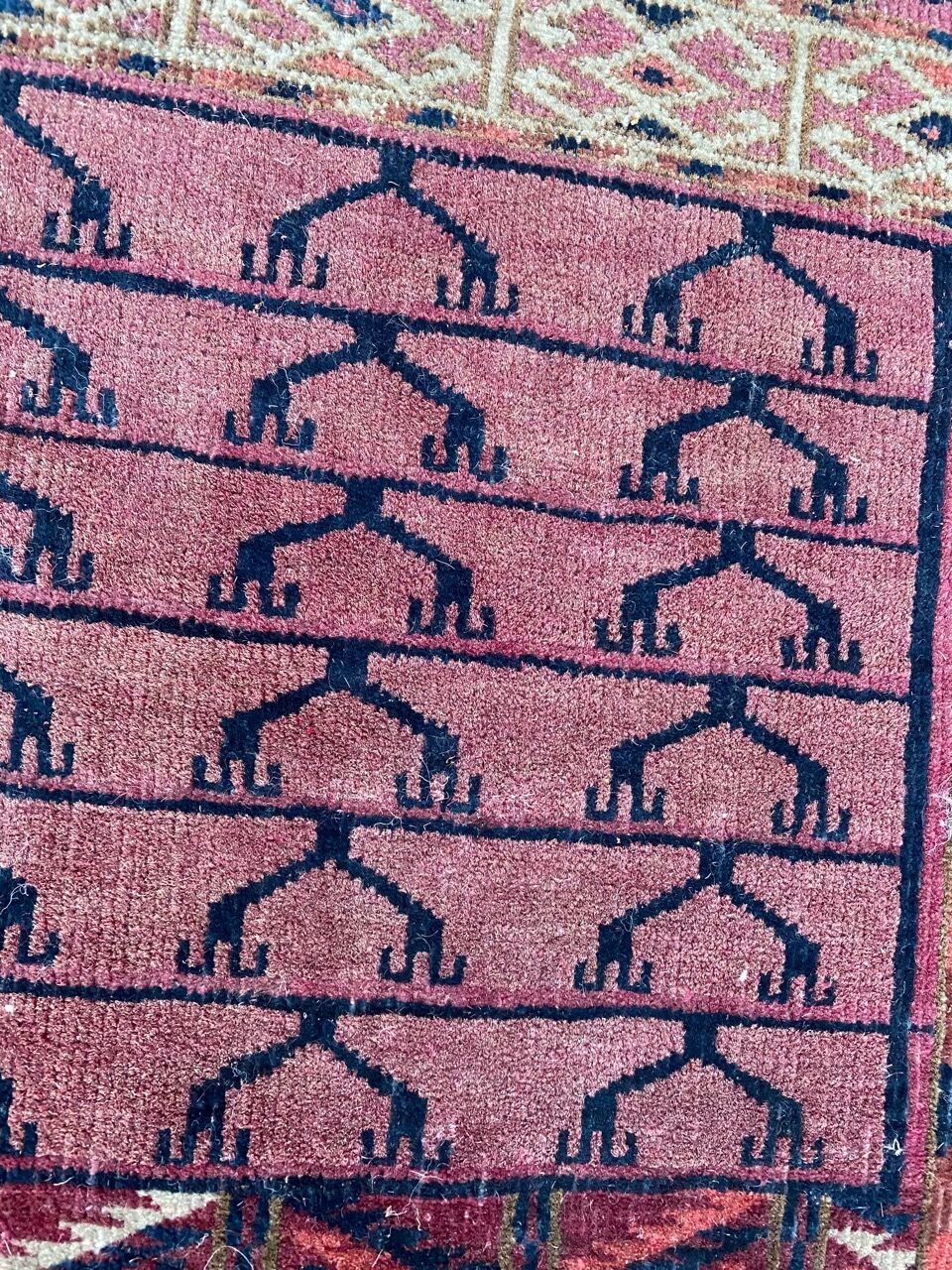 Ancient Turkmen Afghan Hatchlou handmade carpet 133x133 cm