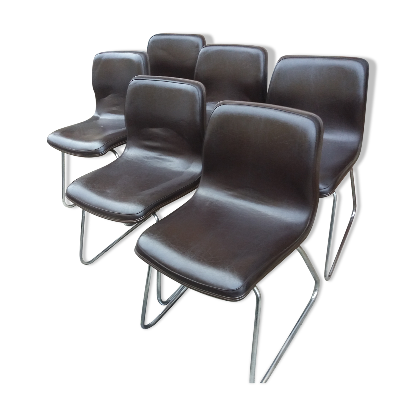 Set of 6 ergonomic chairs circa 1960