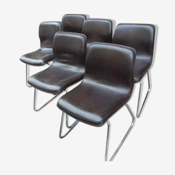 Suite de 6 chaises ergonomiques vers 1960