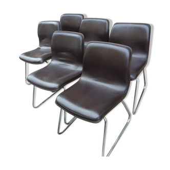 Suite de 6 chaises ergonomiques vers 1960