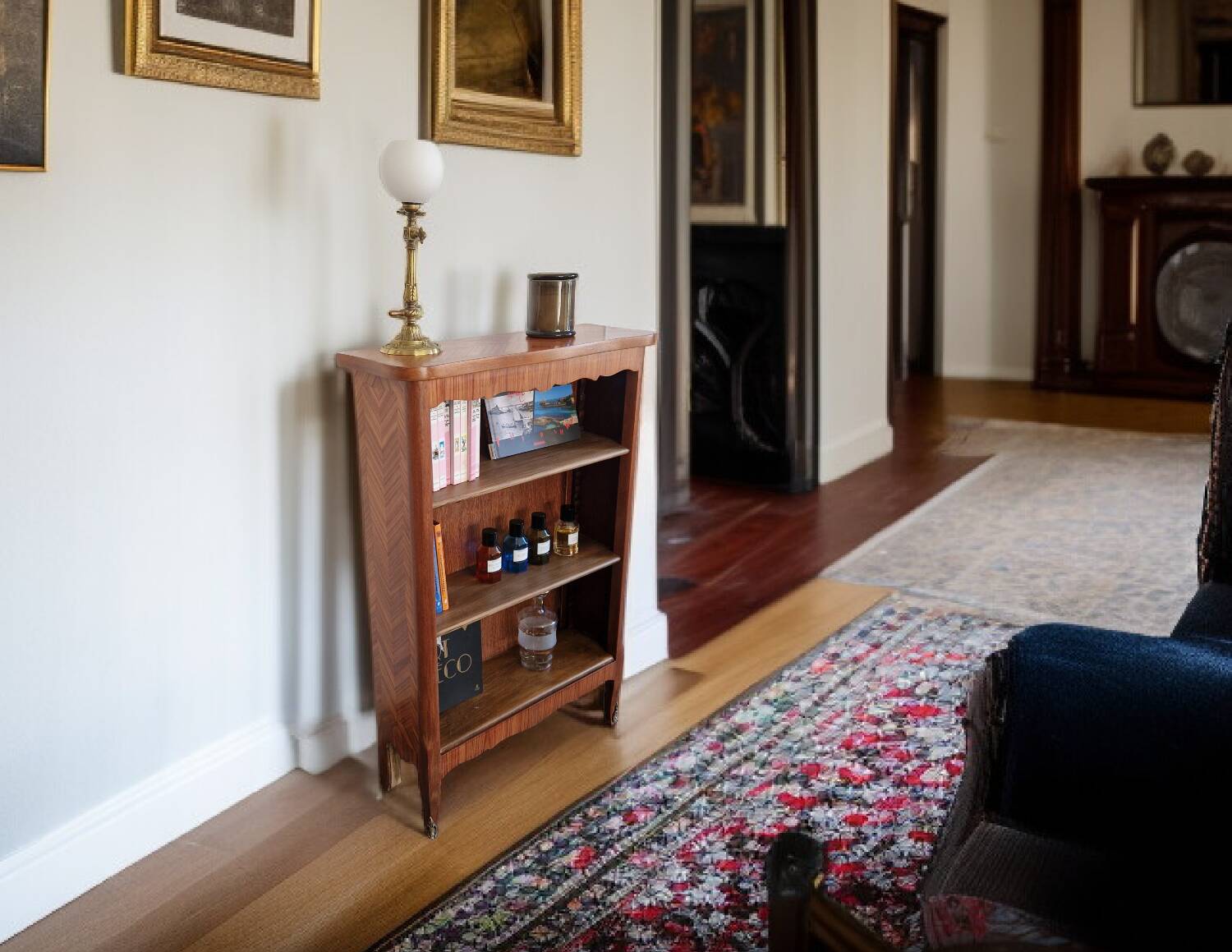 Bibus marquetry in rosewood, Transition style - Mid 20th century