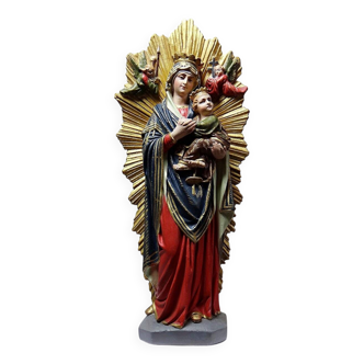 Antique statuette of the Virgin Mary of Perpetual Help, Roman cardboard, Raffl, Paris