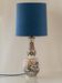 Delft-style ceramic table lamp from France around 1900 with a new blue velvet shade.