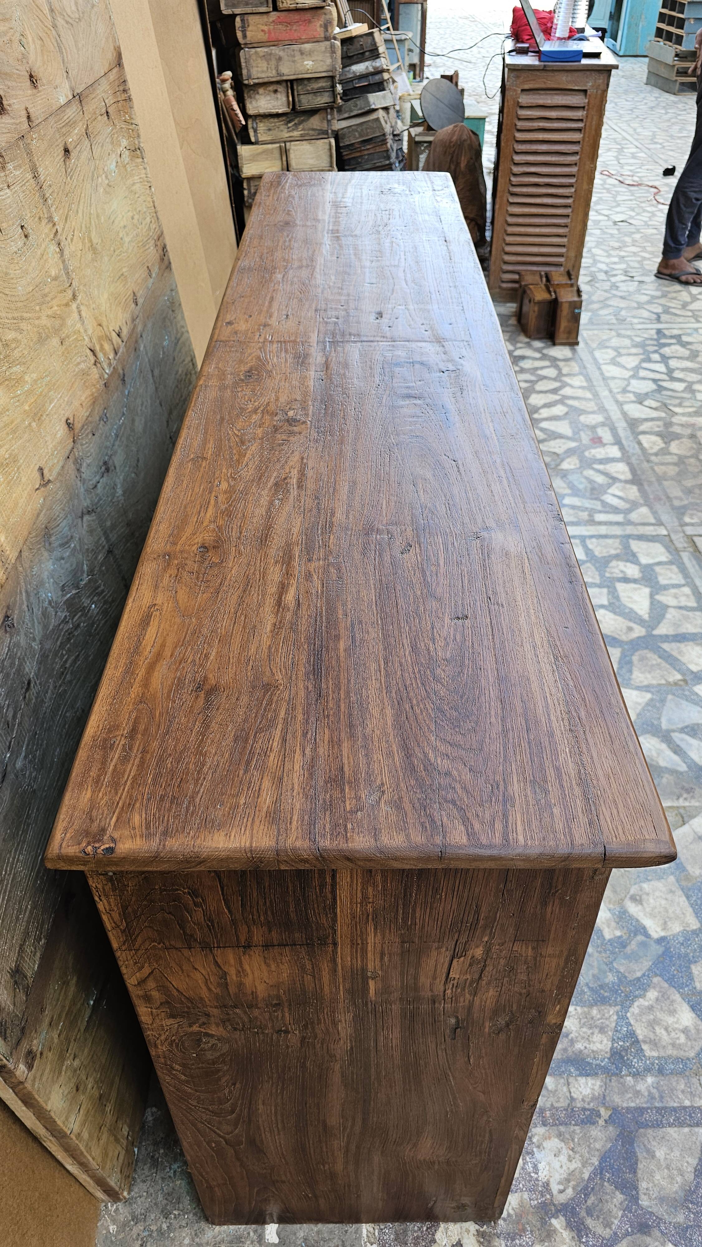 Old shop counter in Burmese teak.