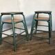 4 vintage green patina effect industrial deco 1950-60 school stools