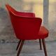 Cocktail chair in wood and red moleskin - 1960s
