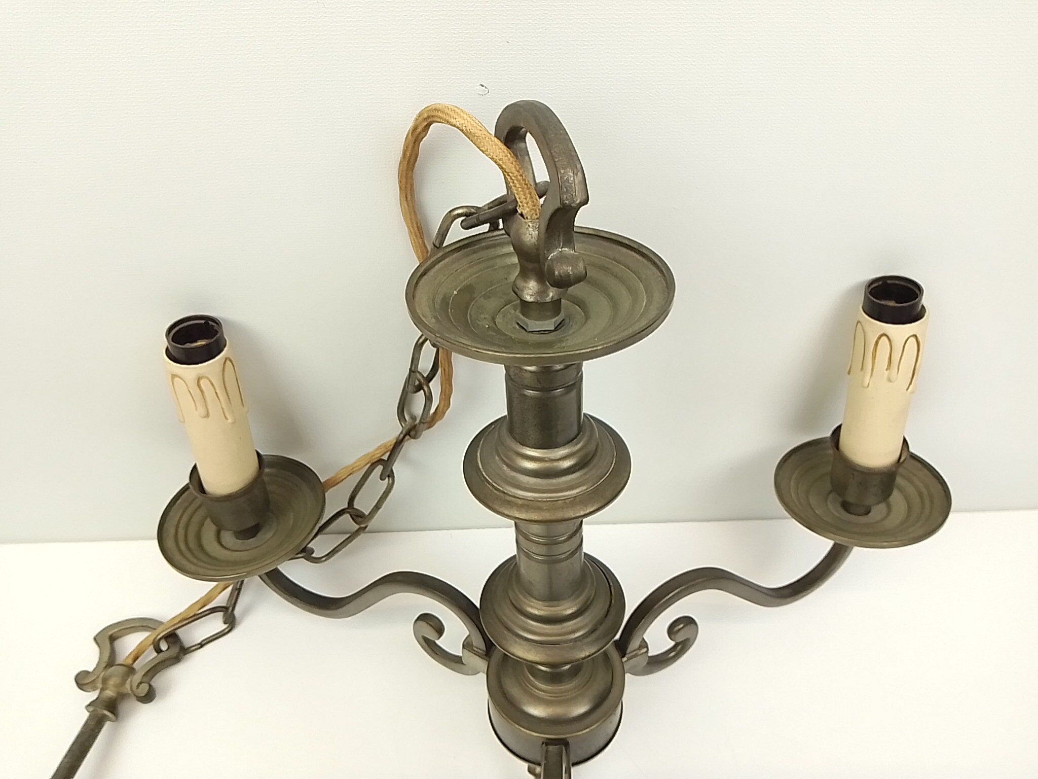 Chandelier 3 branches in brass tin color