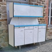 Buffet formica SIF, 3 doors, gray and blue, vintage, 50s