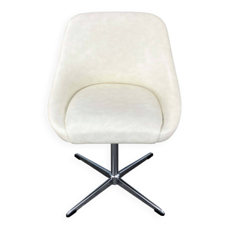 Swivel cocktail chair, chrome and faux leather,vintage from the 70s