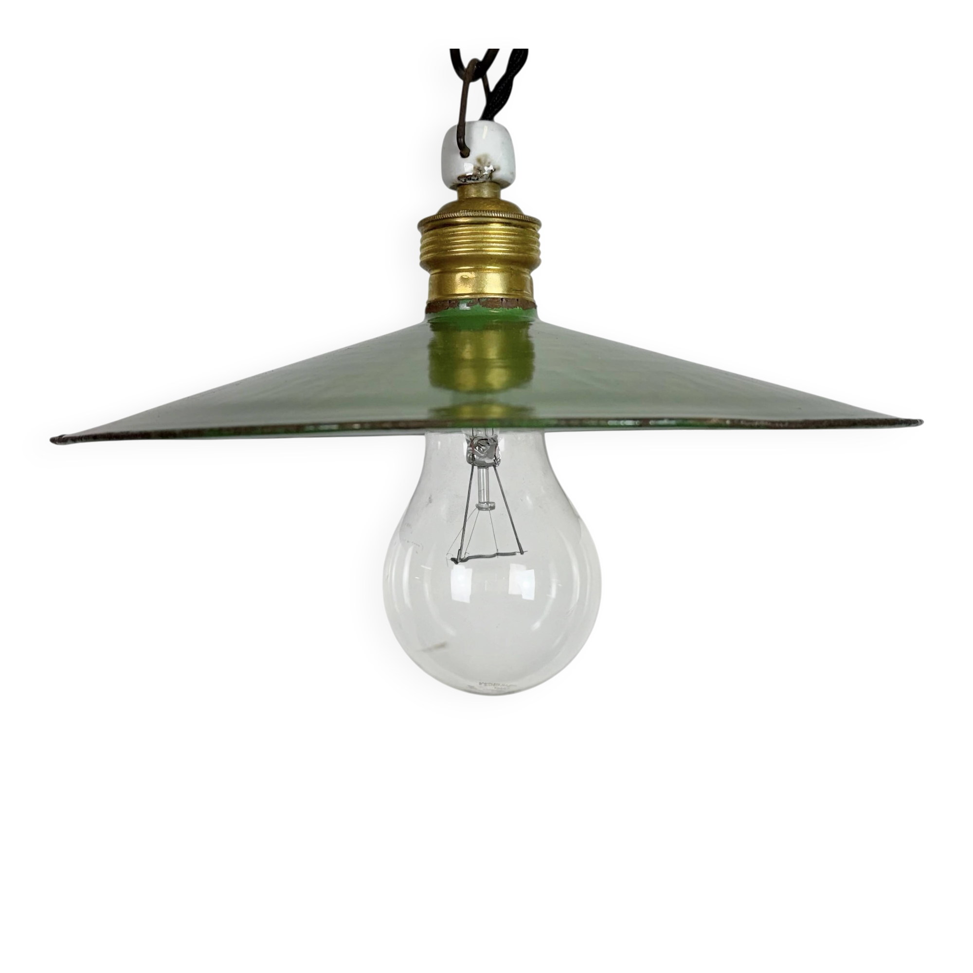 Industrial Green Enamel Light, 1930s
