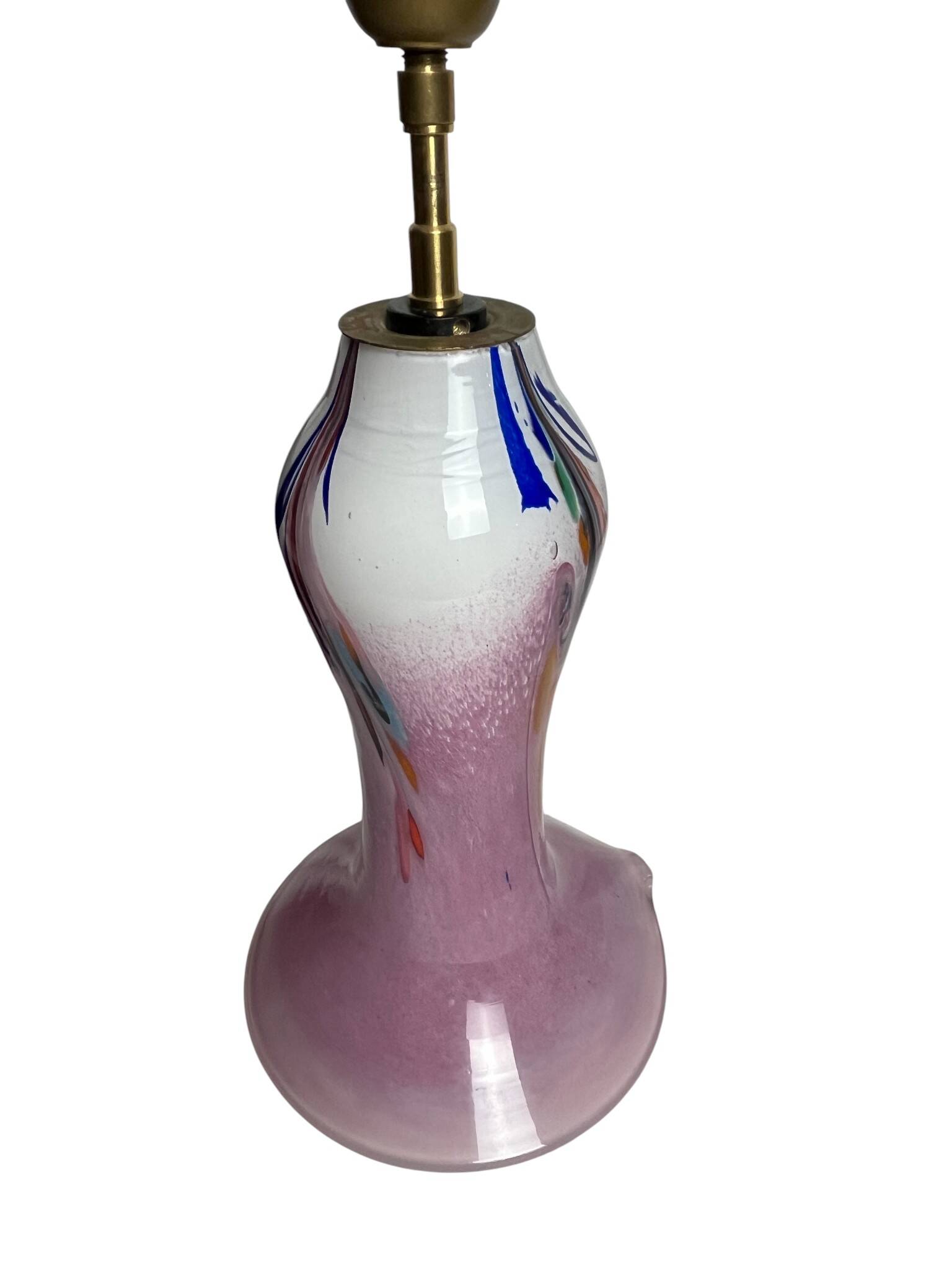 Lampe à poser pied verre Clichy abat-jour XXème