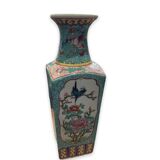 Vase Balustre Chinese Base Square Background Turquoise Background