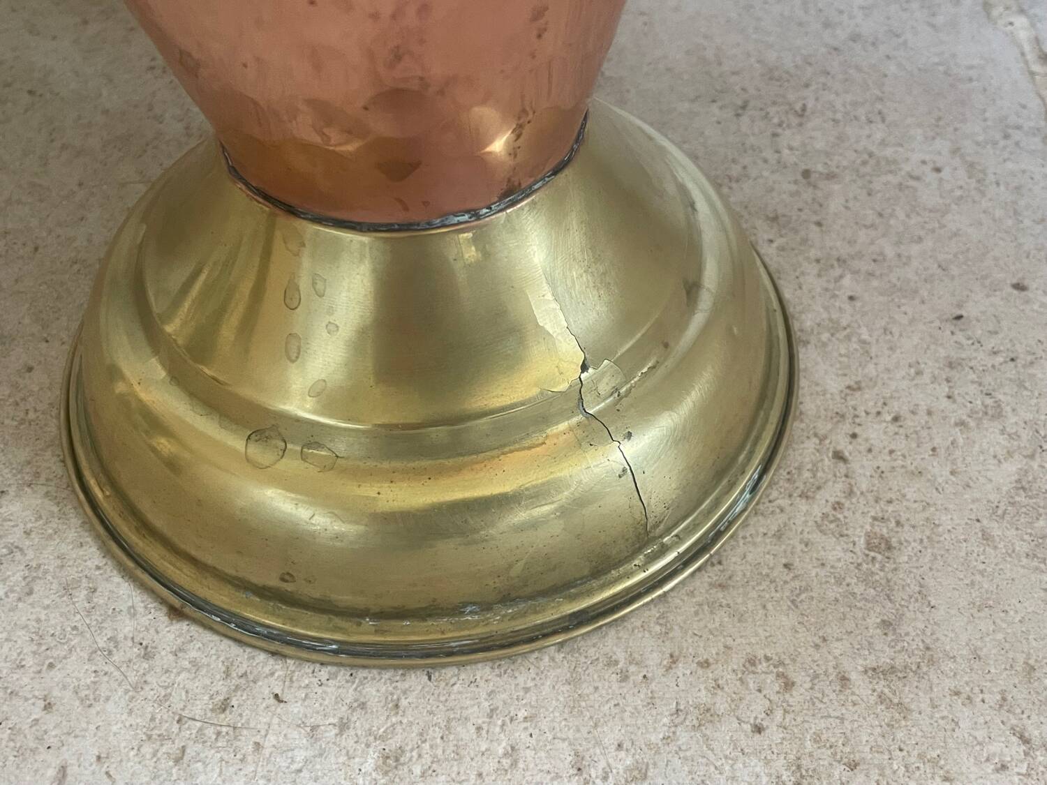 Vintage copper and brass umbrella stand