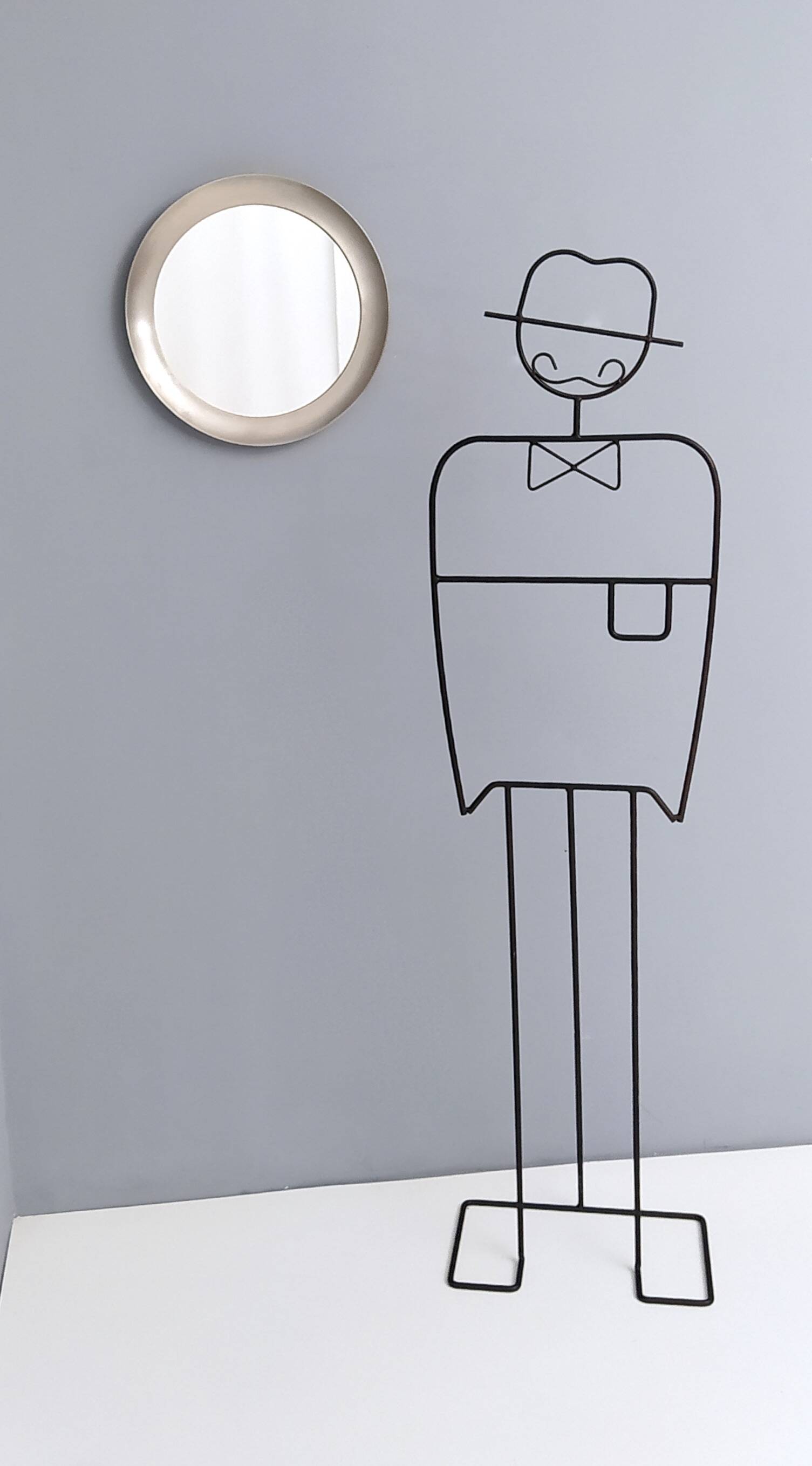 Round Narciso Mirror with Steel Frame by S. Mazza for Artemide, Italy