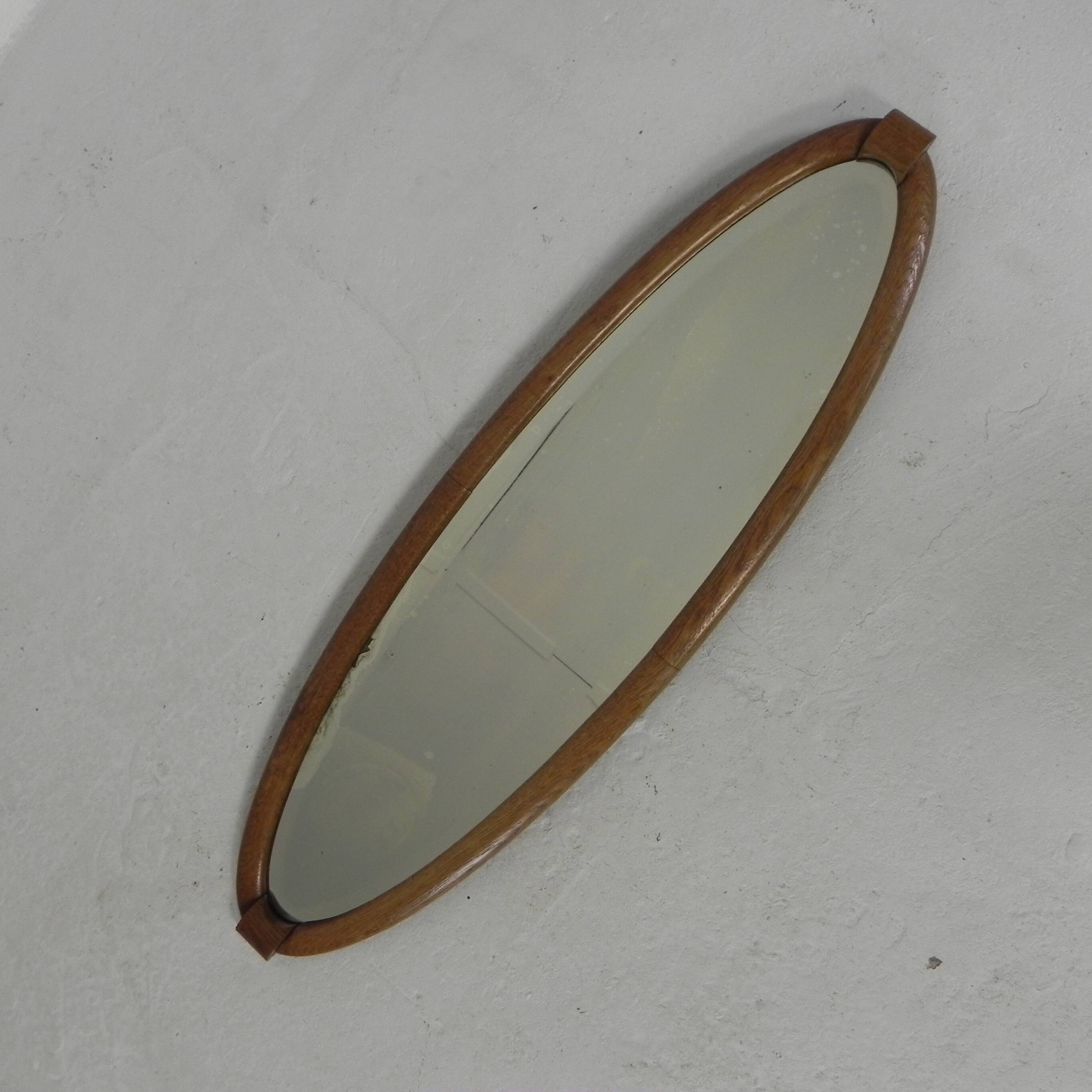 Oval gold mirror with faceted edge, 1950s
