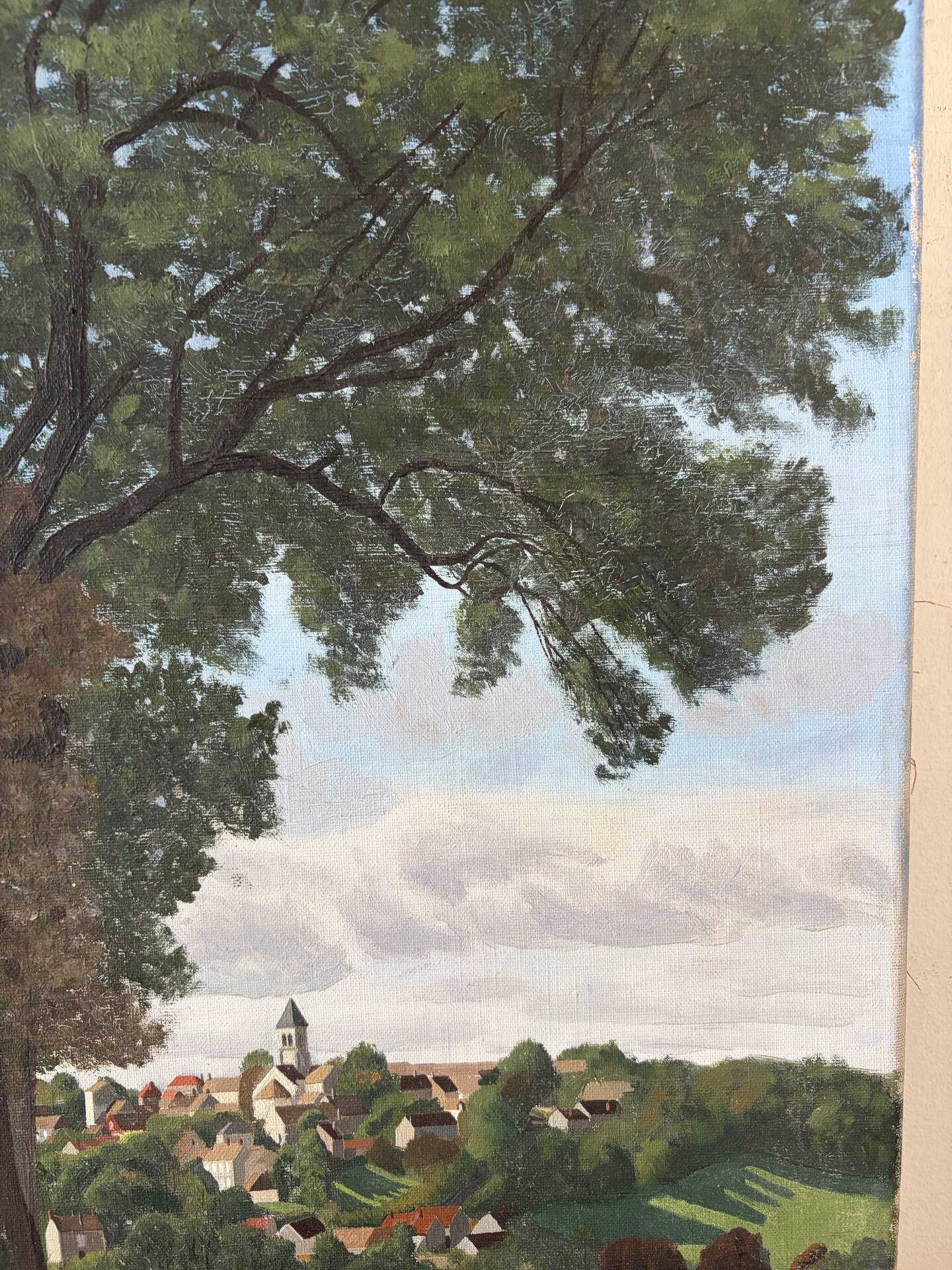 Vue sur le village, huile sur toile