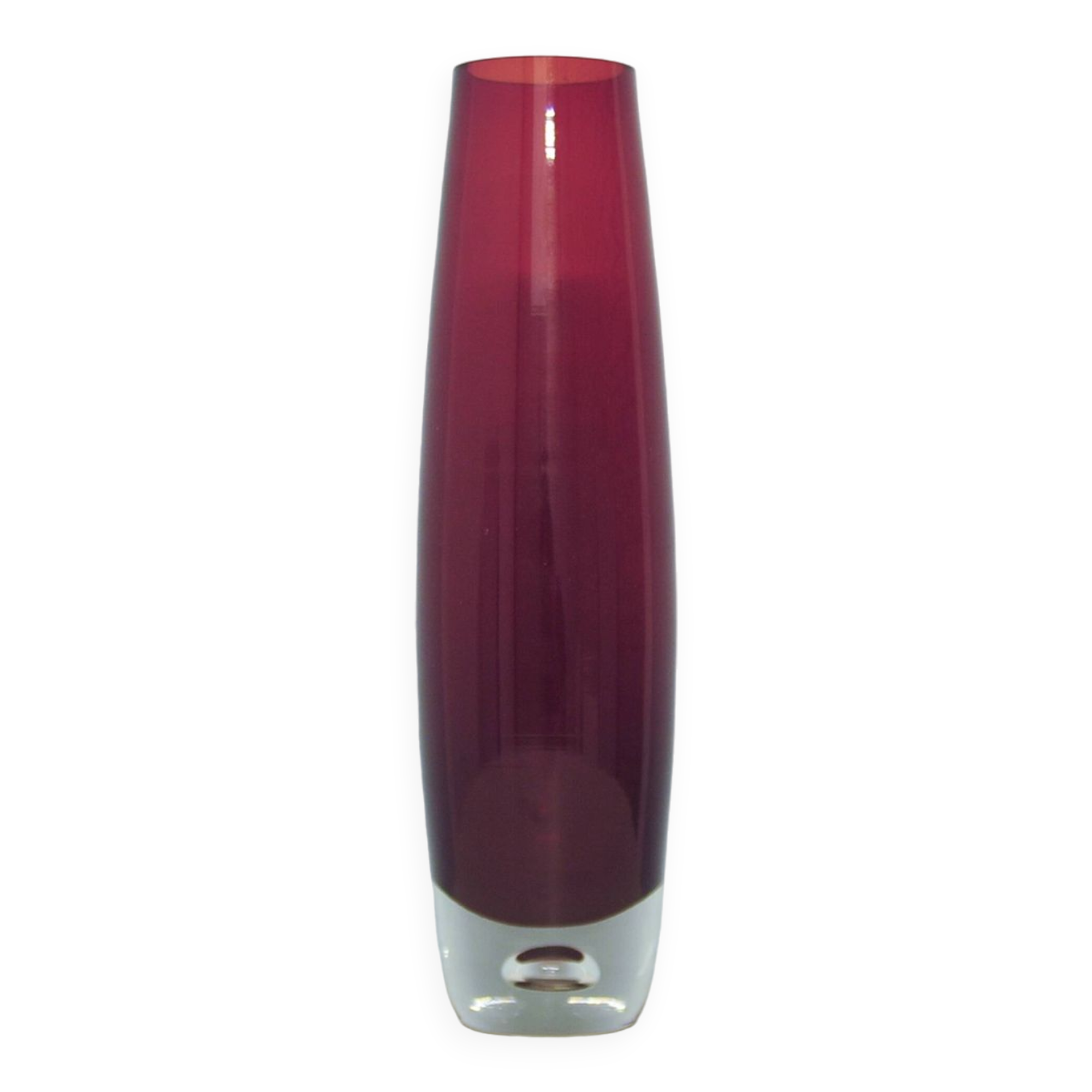 vintage red glass tall vase drop