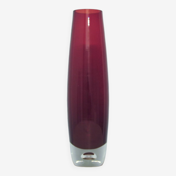 vintage red glass tall vase drop