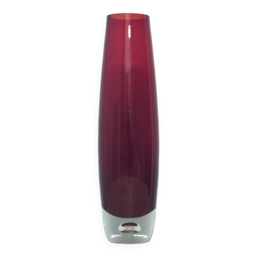 vintage red glass tall vase drop
