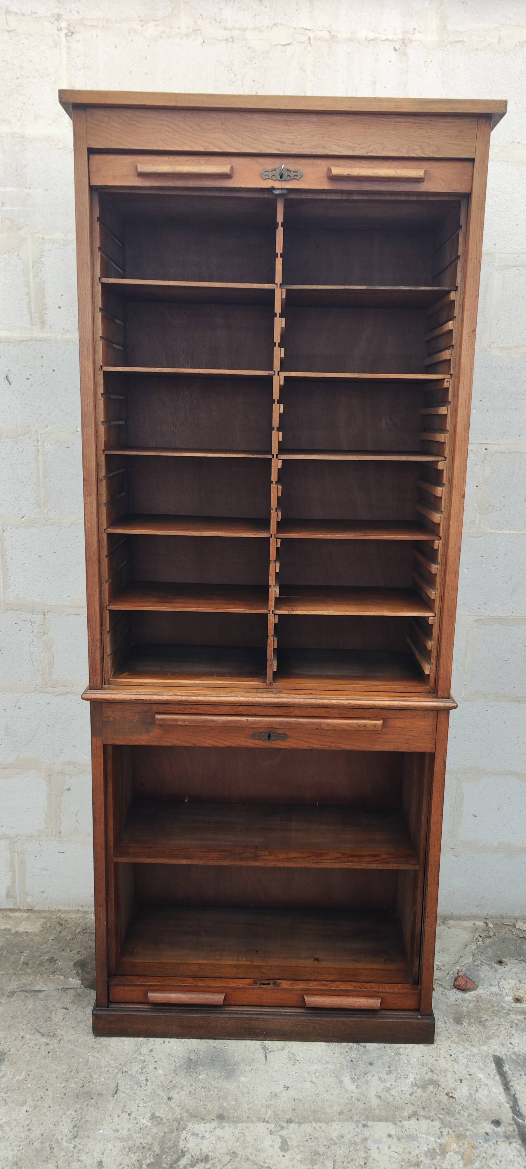 Old oak curtain filing cabinet