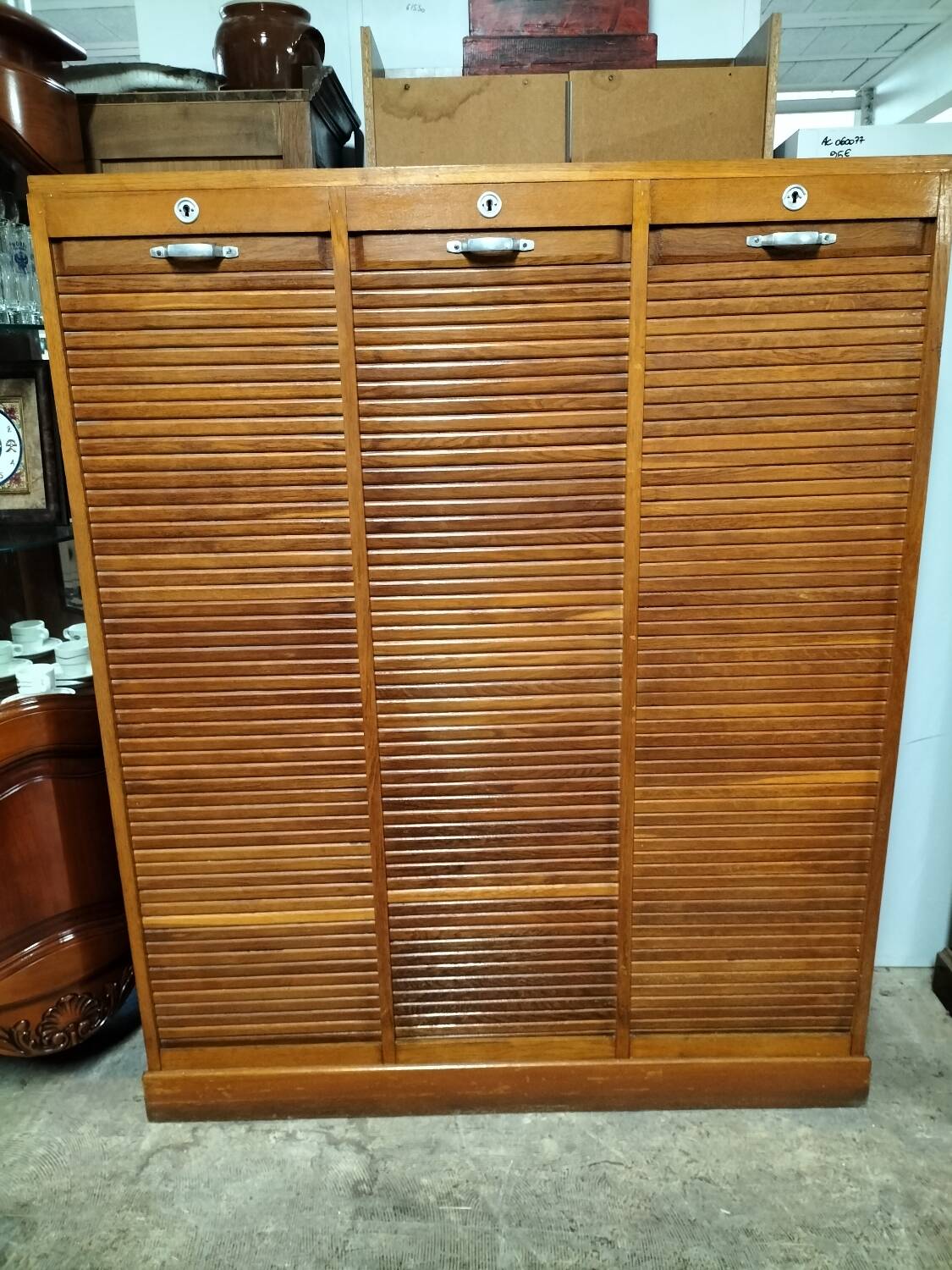 1950s curtained file cabinet