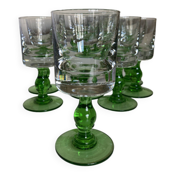 Set of 12 massive stemmed tumbler glasses 1960