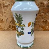 Ancien vase e. tessier la licorne céramique blanche décor peint vintage