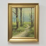 Vintage gold frame painting forest