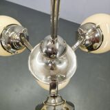 Bauhaus Globe Chandelier Czechoslovakia 1930s Chrome Pendant