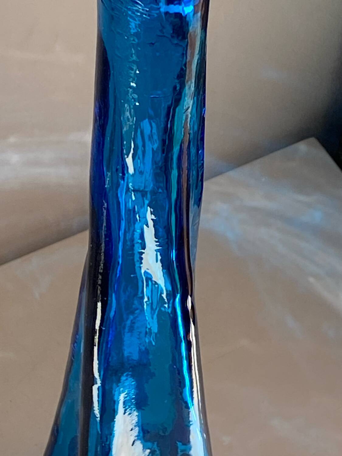 Blue glass vase, 1960s, Gunther Lambert