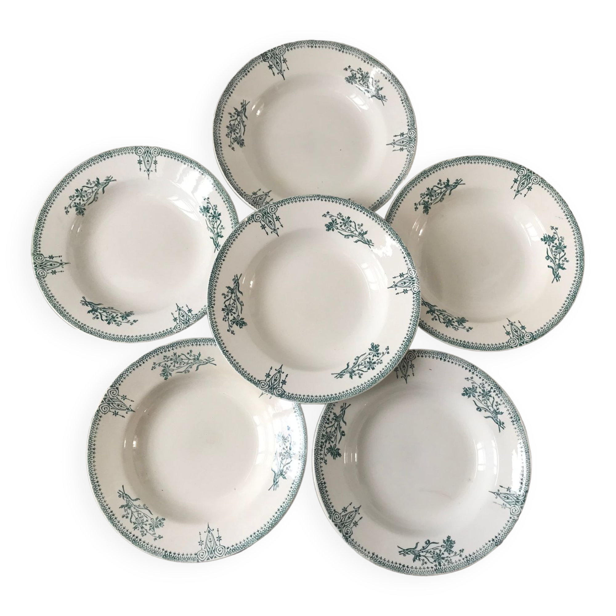 Lot of 6 hollow plates terre de fer saint-amand xixth