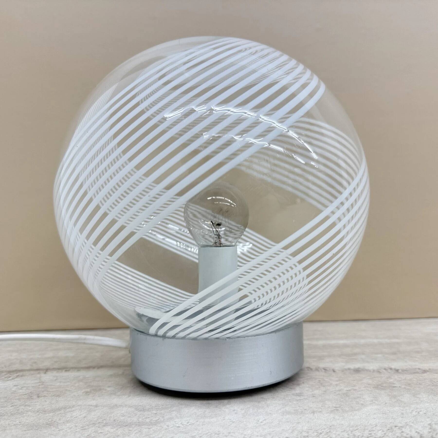 Mid-century design swirl glass table lamp, 1970s Italy