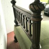 Solid walnut and 20th century green velvet daybed