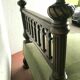 Solid walnut and 20th century green velvet daybed