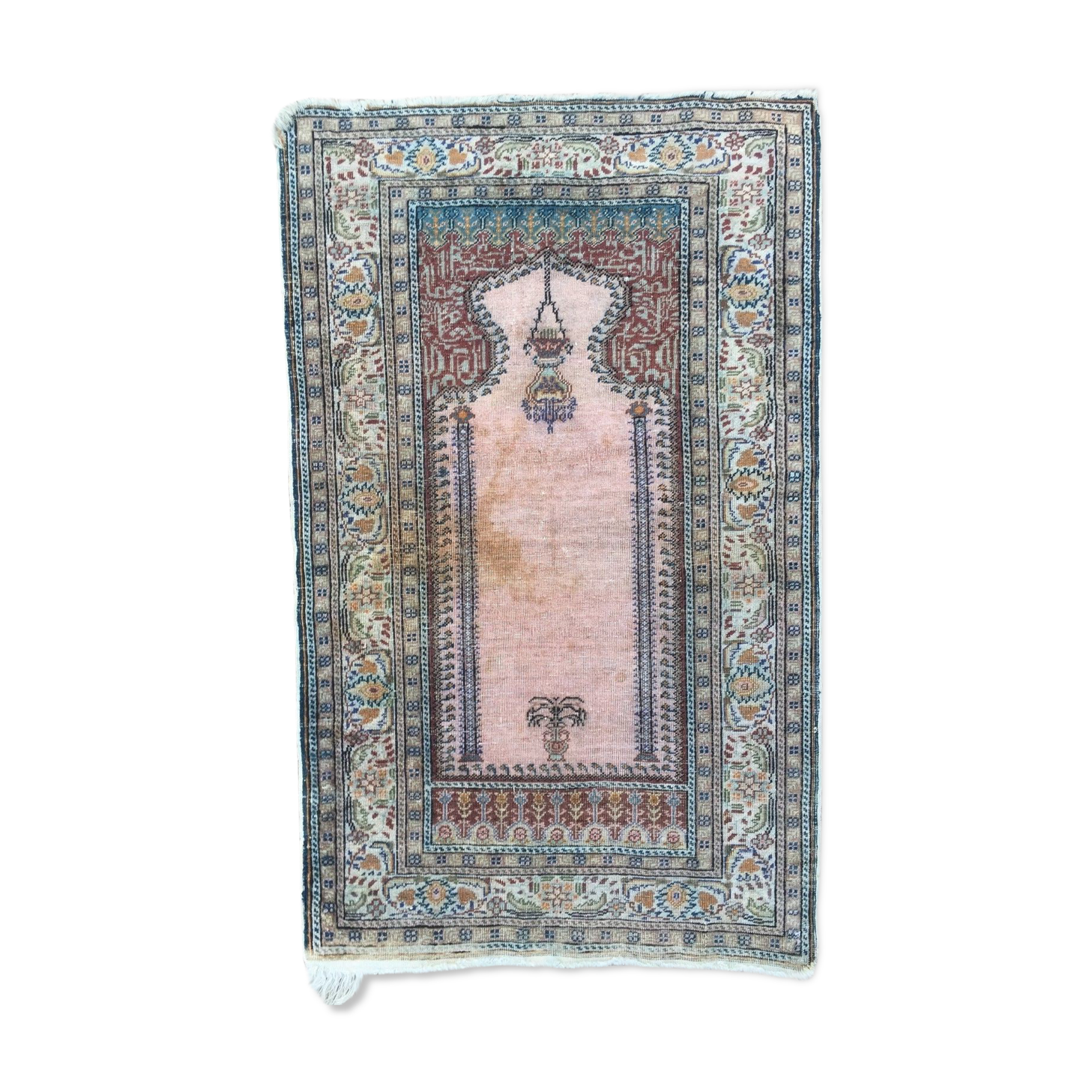 Antique Turkish Silk Rug 128x79cm Tribal Boho vintage old