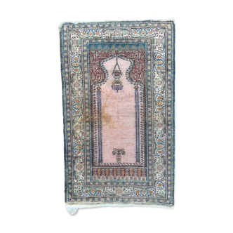 Ancien tapis turc en soie 128x79cm