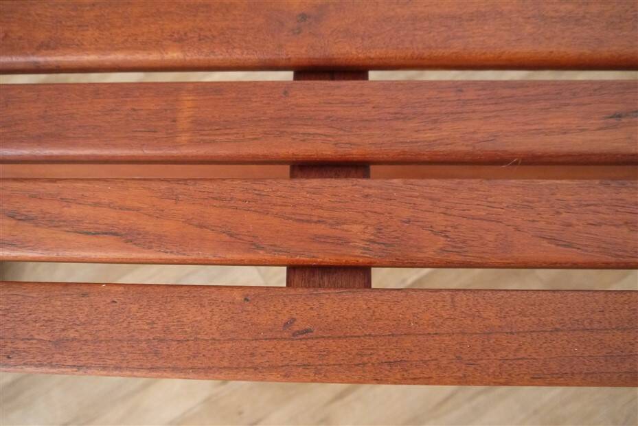 Danish slatted bench in teak and metal 1970