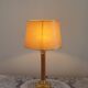 Tall French Mid Century Table Lamp Square Base With Beige and Gold Shade
