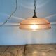 Pink glass suspension, fabric cable, ceramic ceiling lamp